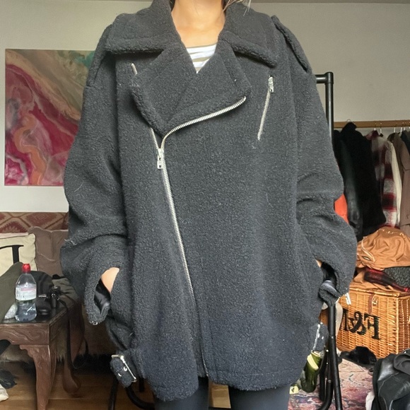 & other stories black wool aviator jacket size Medium fit 10 12 14 - Picture 6 of 6